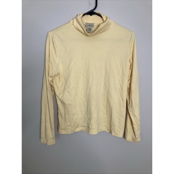 L.L. Bean Tops - LL Bean Shirt Womens M Long Sleeve Supima Cotton Mock Neck Butter Yellow